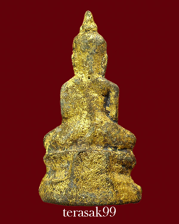 พระกรุวัดเลียบ ปางมารวิชัยพิมพ์ใหญ่ เนื้อชินเงินปิดทองจากกรุ กรุงเทพฯ