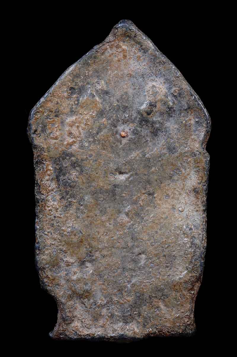 พระขุนแผนห้าเหลี่ยม กรุ วัดเทวะสังฆาราม เนื้อ ตะกั่วสนิมแดง จ.กาญจบุรี+ใบรับรอง