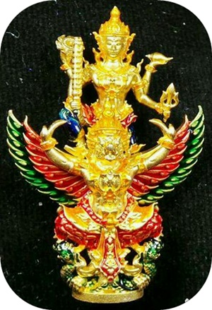 พระนารายณ์ทรงครุฑ(รุ่นแรก) รุ่นดวงเศรษฐี หลวงพ่อสิน วัดระหารใหญ่ จ.ระยอง เนื้อกะไหล่ทองลงยา 