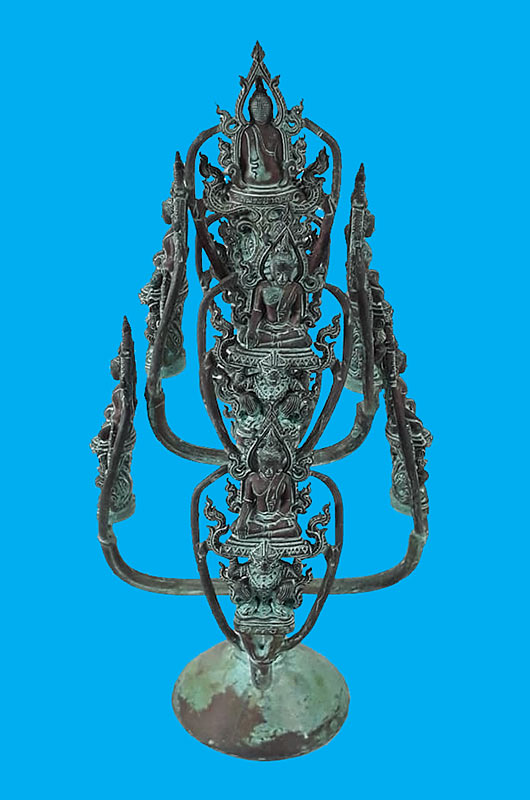 พระพุทธนิมิตรพิชิตมาร แบบช่อ พระอธิการใจ วัดพระยาญาติ จ.สมุทรสงคราม ปี2560 เนื้อสัมฤทธิ์สนิมเขียว