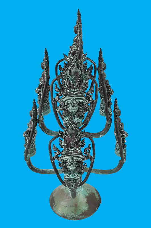 พระพุทธนิมิตรพิชิตมาร แบบช่อ พระอธิการใจ วัดพระยาญาติ จ.สมุทรสงคราม ปี2560 เนื้อสัมฤทธิ์สนิมเขียว