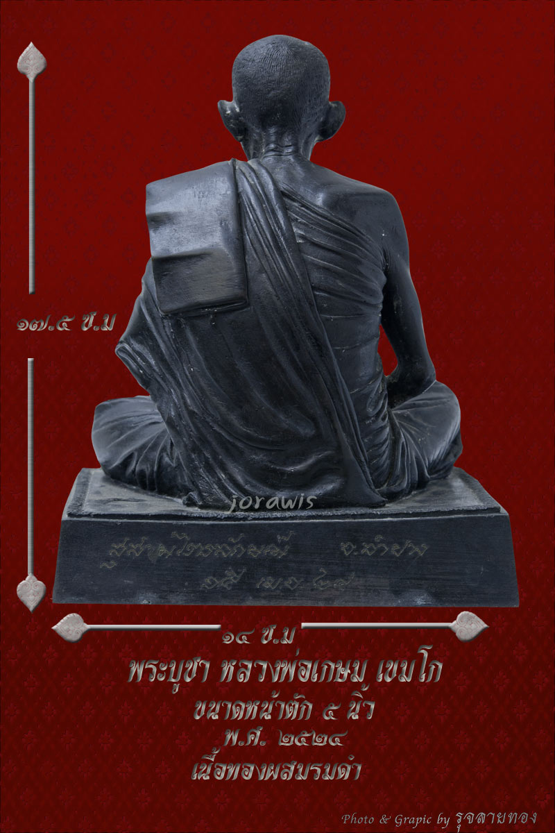 พระบูชาหลวงพ่อเกษม  เขมโก รุ่น  สร้างอนุสาวรีย์ทิพย์ช้างปี 24 องค์นี้ผิวหิ้งเดิม ๆ สวยจ้า 