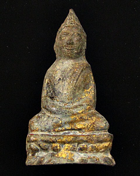 พระแก้บนเนื้อชินตะกั่วปิดทองร่องชาด สูง4เซนต์