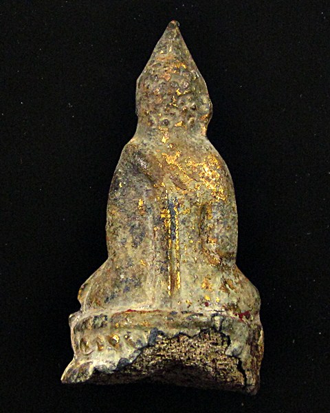 พระแก้บนเนื้อชินตะกั่วปิดทองร่องชาด สูง4เซนต์