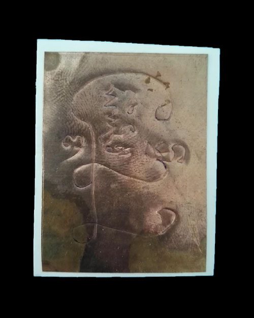 รูปถ่ายหลวงพ่อกวย หลังแผ่นทองแดงจารยันต์ หลวงปู่หมุนเสก ออกวัดซับลำใย 