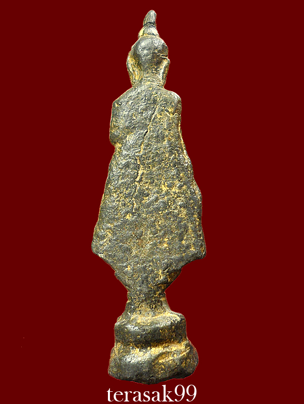 พระกรุวัดเลียบ พิมพ์ยืนประทานพร เนื้อชินเงินปิดทองจากกรุ กรุงเทพฯ