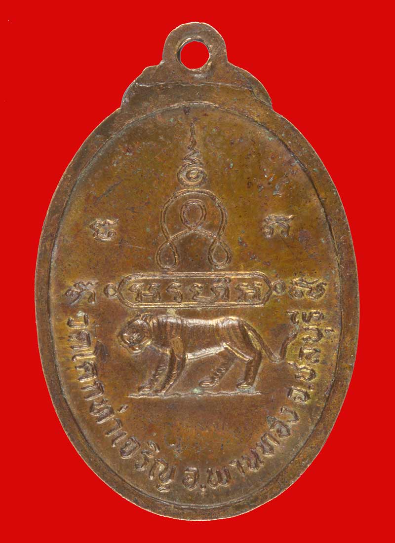 เหรียญหลังเสือ หลวงพ่อปี วัดโคกท่าเจริญ อ.พานทอง ชลบุรี