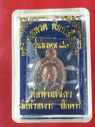 เหรียญเม็ดแตงหลวงพ่อทวด หลวงพ่อเขียว วัดห้วยเงาะ รุ่น มงคล 80 เนื้อนวะ
