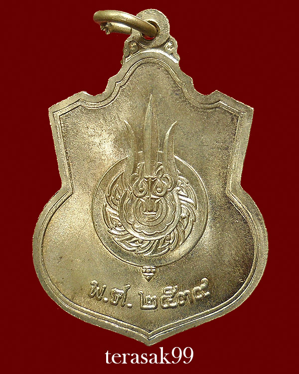 เหรียญในหลวงนั่งบัลลังก์ ฉลองครองราชย์50ปี พิมพ์นิยมพระเกศาชัด มีเม็ดตา กระบี่ยาวปลายมีปลอก (A3)