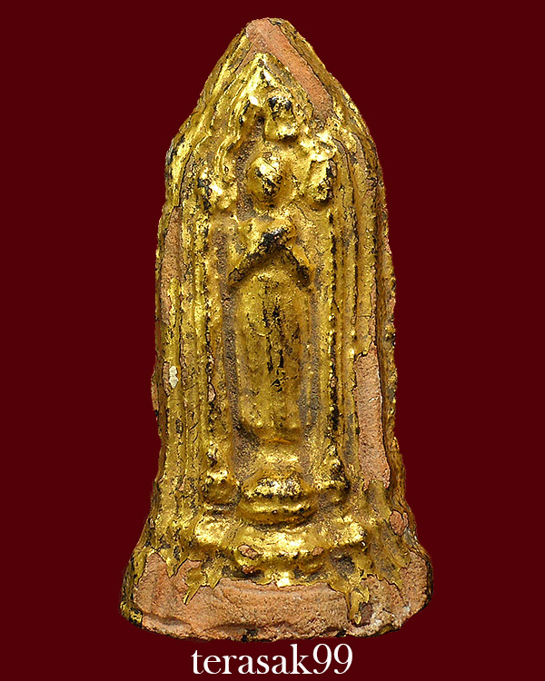 พระโคนสมอ กรุวังหน้า ปางรำพึง เนื้อดินลงรักปิดทองสวยๆ