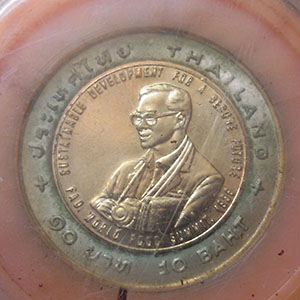 เหรียญ 10 บาท เฉลิมพระเกียรติ ร.9 การพัฒนาอย่างยั่งยืน เพื่ออนาคตมั่นคง (อะกริคอลา) ปี 2538 (ตลับเดิ