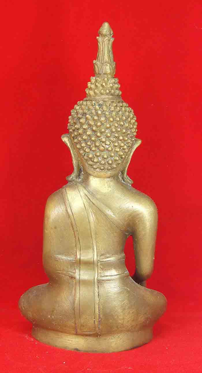 ***พระบูชาศิลปะล้านช้าง หรือพระพุทธรูปศิลปะลาว ปางมารวิชัยขัย เนื้อทองเหลืองผิวรมมันปู งานพุทธศิลป์ใ