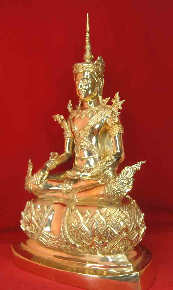 ***พระพุทธรูปปางโปรดพญาชมพูบดีหรือปางทรงเครื่อง เนื้อทองเหลืองขัดมันปัดทอง