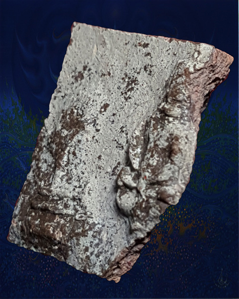 พระแผงนาดูนตัด พิมพ์นาคปรกจิ๋ว + ต้นไม้ หรือธรรมจักร  เนื้อหินมะขามเปียก