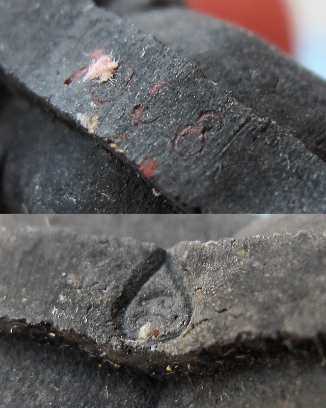 พระปิดตามงคลมหาลาภ พิมพ์สองหน้า เนื้อพรายดำ หลวงปู่บัว วัดศรีบุรพาราม จ.ตราด เลข ๑๐๙๘