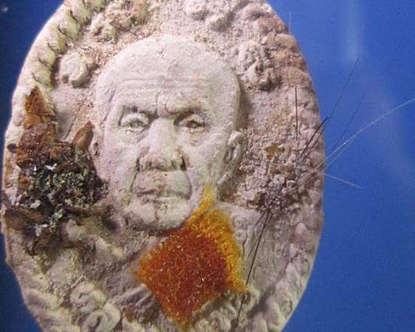 พระผงดวงเศรษฐี หลวงปู่หมุน พิเศษสุดๆจีวร+ชานหมาก+เกษา พร้อมบัตรรับรองพระแท้