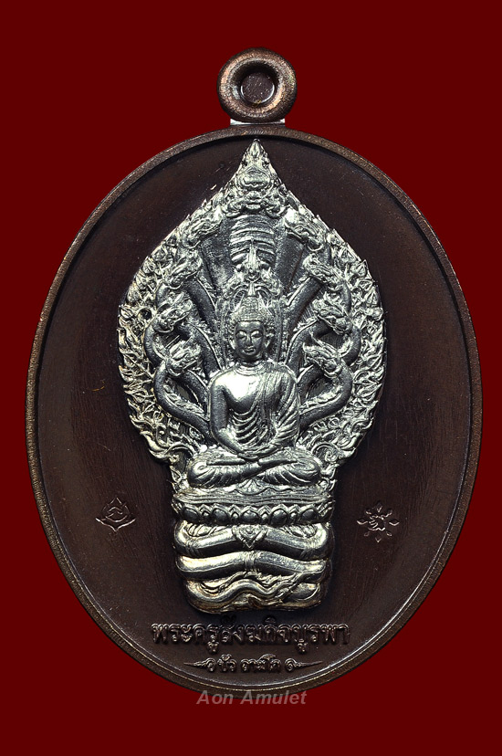 เหรียญนาคปรกเนื้อนวะหน้าเงิน รุ่น มงคลมหาลาภ หลวงปู่บัว ถามโก วัดศรีบุรพาราม พศ.2559 หมายเลข No.1038