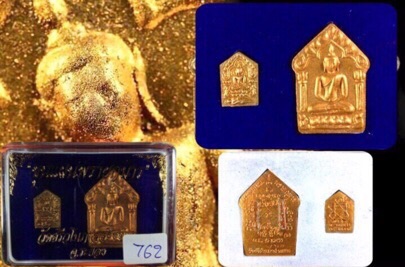 ขุนแผนพรายกุมารหลวงปู่ทิมออกวัดศรีวโนภาส เนื้อขาวทาบรอนท์สองหน้าตะกรุดสาริกาทองแดงคู่ 