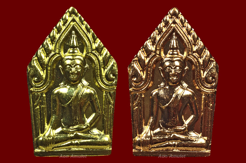 พระขุนแผนหลังยันต์มงกุฎแก้วพิมพ์ใหญ่ปั๊มเนื้อทองเทวฤทธิ์ + เนื้อทองแดง หลวงปู่บัว ถามโก พศ.2554