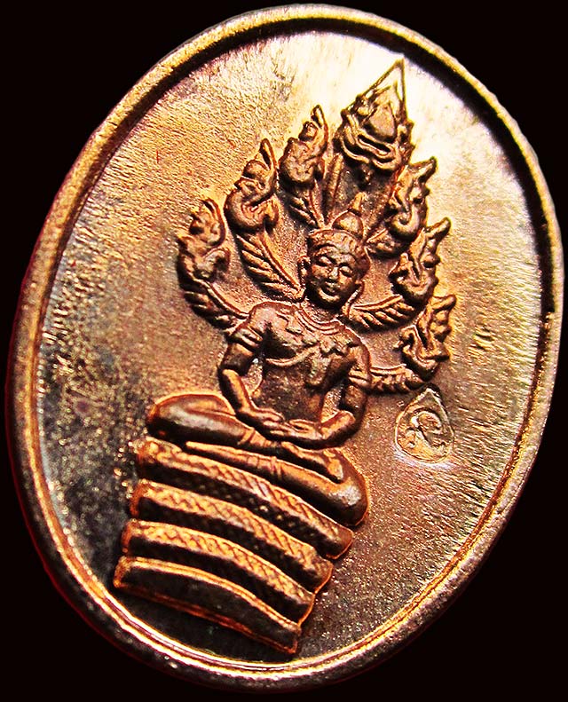 เหรียญนาคปรกไตรมาส ๕๑ พิมพ์เล็ก หลวงพ่อสาคร มนุญโญ วัดหนองกรับ จ.ระยอง ปี ๒๕๕๑ เนื้อทองแดง