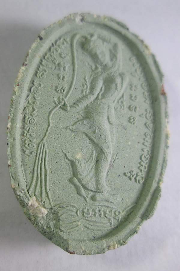 พระสีวลี เนื้อเขียวเหนี่ยวทรัพย์ ฝั่งตะกรุดทองคำ+เงิน ออกวัดซับลำไย ปี 43 หลวงปู่หมุนปลุกเสก