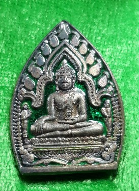 เหรียญเจ้าสัว เนื้อเงินลงยาสีเขียว หลวงพ่อโต วัดพนัญเชิง ปี2536 กล่องเดิม พระสวนพิธีใหญ่