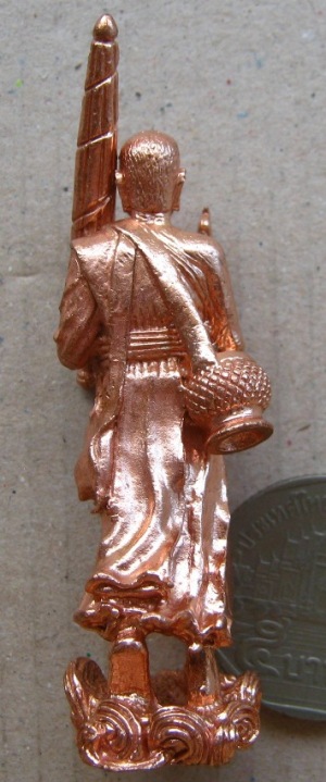 พระสีวลีชนวนขุมทรัพย์ หลวงพ่อชำนาญ วัดบางกุฎีทอง ปทุมฯ ปี2554เนื้อทองชมพู สร้าง3999องค์ เลข1126+กล่อ