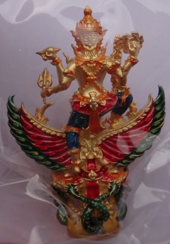 พระนารายณ์ทรงครุฑ รุ่นแรก หลวงพ่อสิน วัดละหารใหญ่ เนื้อกะไหล่ทองลงยาเคาะเดียว