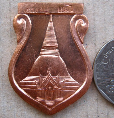 เหรียญพระปฐมเจดีย์ หลวงปู่แผ้ว วัดรางหมัน จ.นครปฐม ปี2549 เนื้อทองแดง มีโค้ด หมายเลข640