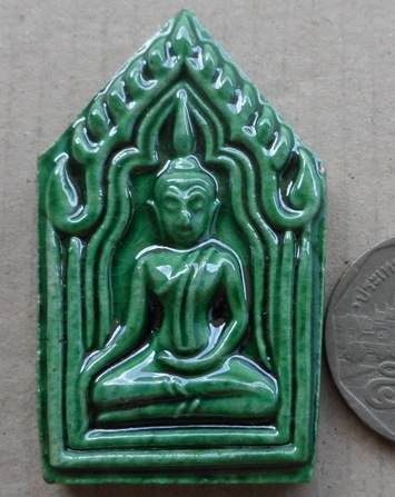 ขุนแผนแขนอ่อน รุ่น1 หลวงปู่ชื้น วัดญาณเสน จ อยุธยา ปี2545 เคลือบเขียว พร้อมกล่องเดิม 