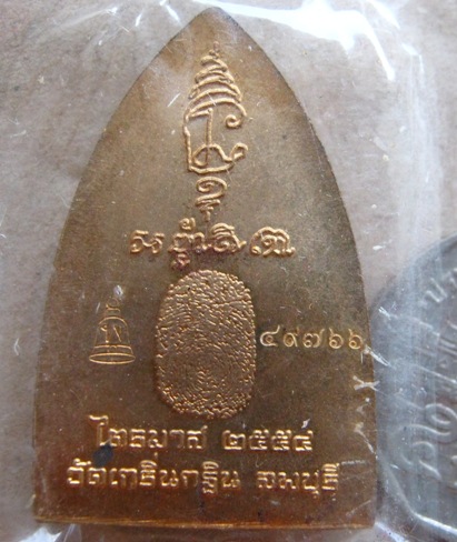 เหรียญปั๊มเตารีดหลังรอยนิ้วมือ หลวงพ่อเพี้ยน วัดเกริ่นกฐิน จ ลพบุรี ปี2554 มีโค้ด+หมายเลข49666+กล่อง