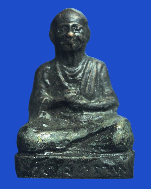 รูปเหมือนปั๊ม สมเด็จพระพุฒาจารย์โต พรหมรังษี วัดละครทำ กรุงเทพฯ 2508 เนื้อทองผสมรมดำ อุดกริ่ง