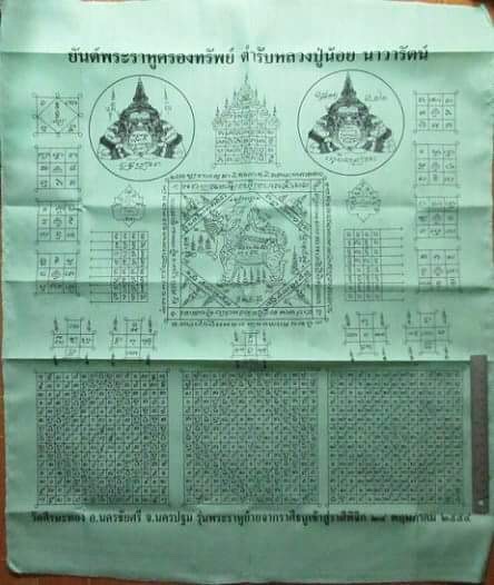 ผ้ายันต์..พระราหูครองทรัพย์ ตำรา .. หลวงพ่อน้อย วัดศรีษะทอง ต.ศรีษะทอง อ.นครชัยศรี ... ผืนใหญ่