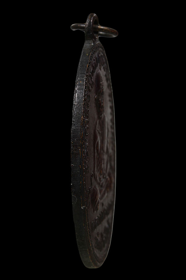 เหรียญหลวงพ่อทวด​รุ่น2  ปี2502 พิมพ์หน้ายักษ์​ เนื้อทองแดงรมดำ วัดช้างไห้