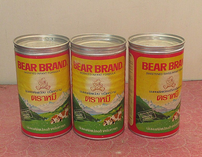 กระป๋องนมตราหมี อลูมีเนียมเก่าสภาพใหม่ 3ใบ