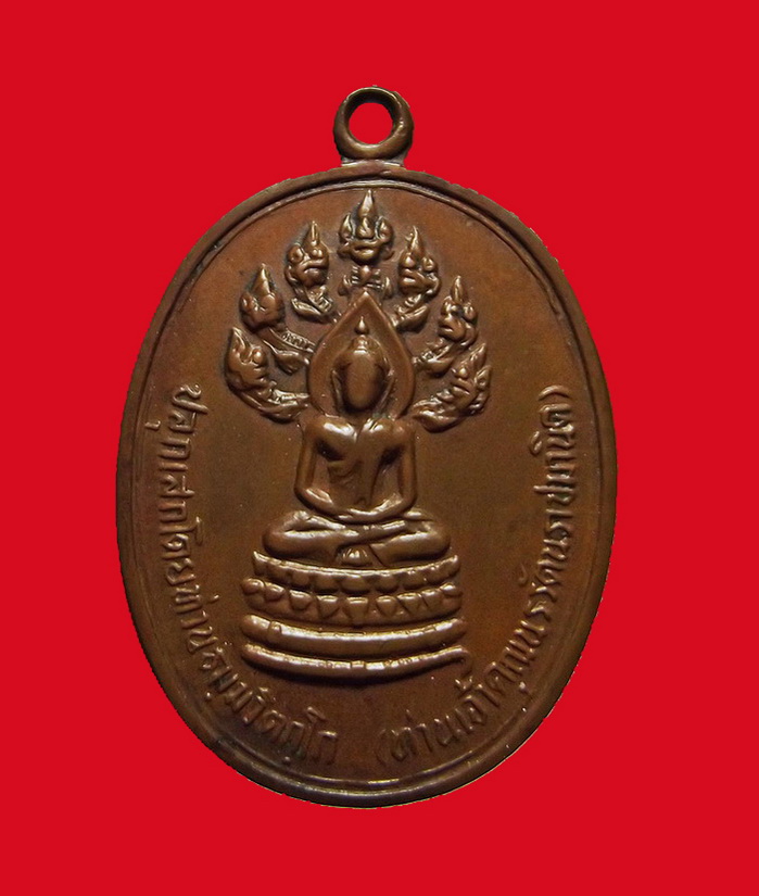 เหรียญนาคปรกจเรตำรวจ ท่านเจ้าคุณนรฯ วัดเทพศิรินทรฯ เนื้อทองแดง บล็อคดาวกระจาย ปี2513 พร้อมบัตร