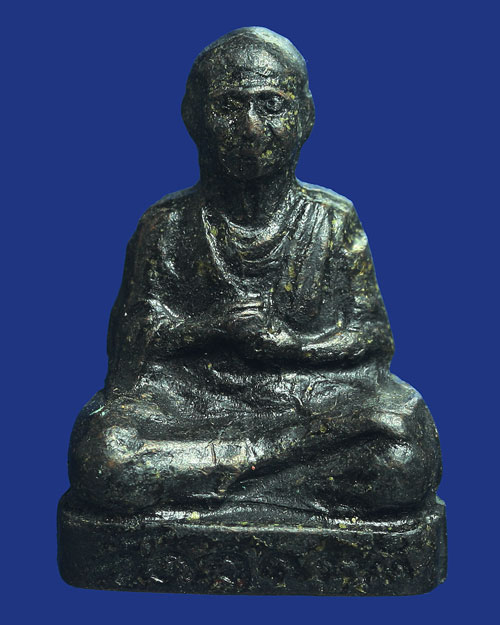 รูปเหมือนปั๊ม สมเด็จพระพุฒาจารย์โต พรหมรังษี วัดละครทำ กรุงเทพฯ 2508 เนื้อทองผสมรมดำ อุดกริ่ง