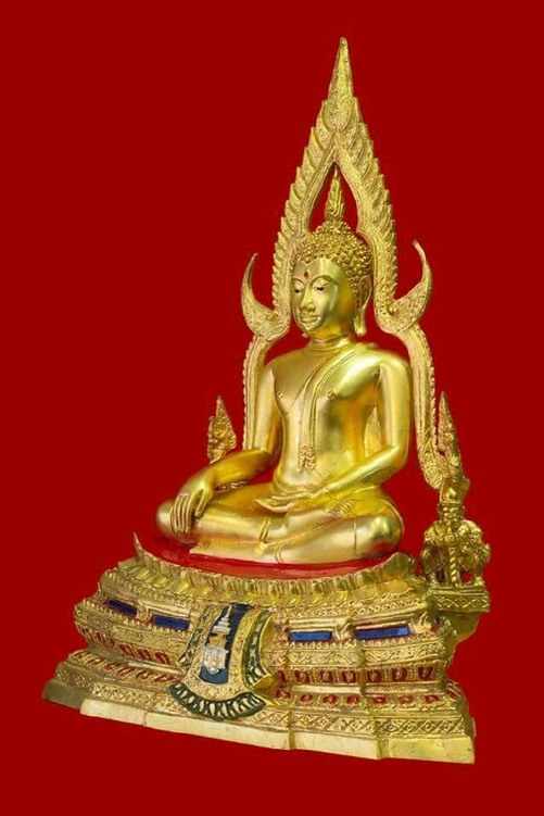 พระบูชา 7 นิ้ว พระพุทธชินราช เนื้อทองเหลืองลงรักปิดทอง เลข 308 ในพระนามย่อว่า ญสส หลวงปู่หมุนร่วมป ล