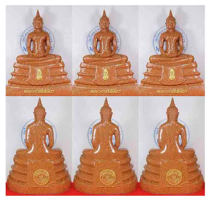 ***ยกชุด 3 องค์***พระบูชา พระพุทธโสธร เนื้อกระเบื้องหลังคาโบถส์ ใต้ฐานปั๊มยันต์พร้อมกล่องตราวัด