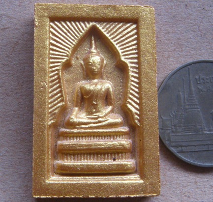 สมเด็จแหวกม่าน หลังพระแม่ธรณีบีบมวยผม ทาทอง เนื้อผง 350 คณาจารย์ ปี2543หลวงปู่หมุนปลุกเสก