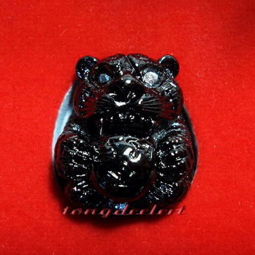 ลูกอมเสือ(เสือโปเกม่อน) หลวงพ่อเปิ่น วัดบางพระ รุ่นแรก ตะกรุดเงิน ตาเพชร สวยมากค่ะ