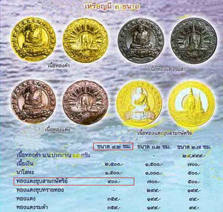เหรียญ 3 กษัตริย์ 4.2 ซ.ม. รุ่นบูรณะพระบรมธาตุเจดีย์ ปี 51 วัดช้างให้ พร้อมกล่องเดิมจากวัด