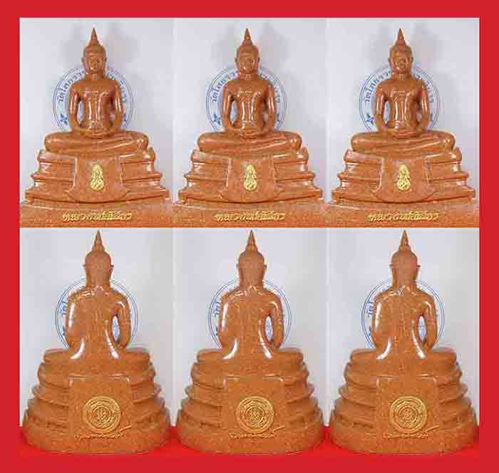 ***ยกชุด 3 องค์***พระบูชา พระพุทธโสธร เนื้อกระเบื้องหลังคาโบถส์ ใต้ฐานปั๊มยันต์พร้อมกล่องตราวัดบรรจุ