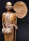 พระบูชาครูบาเจ้าศรีวิชัยยืนถือไม้เท้า ถือบาตร ฐาน 3.5 นิ้ว สูง 13 นิ้ว เนื้อทองเหลือง ผิวหิ้งเดิมๆ