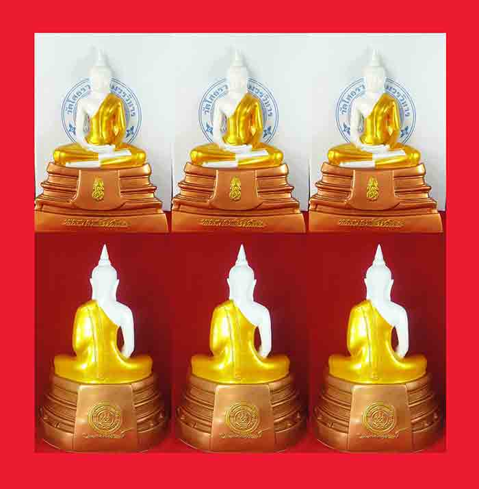 ***ยกชุด 3 องค์***พระบูชา พระพุทธโสธร เนื้อเรซิ่นองค์สีสามกษัตริย์ ใต้ฐานปั๊มยันต์พร้อมกล่องตราวัดบร