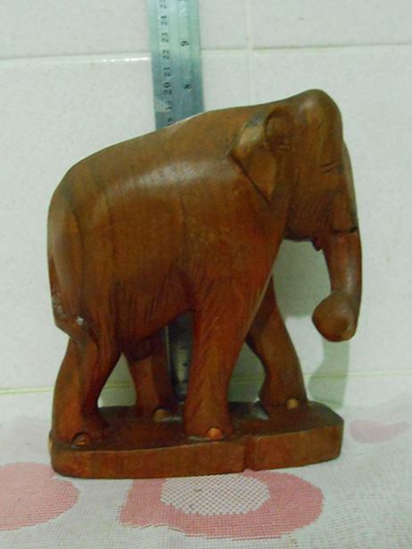 เคาะเดียว ems ช้างเกะสลักเนื้อไม้สักทอง ขนาดตั้งโชว์ในตู้ได้ครับ ขนาดสูง 8 นิ้ว