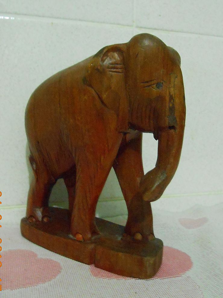 เคาะเดียว ems ช้างเกะสลักเนื้อไม้สักทอง ขนาดตั้งโชว์ในตู้ได้ครับ ขนาดสูง 8 นิ้ว