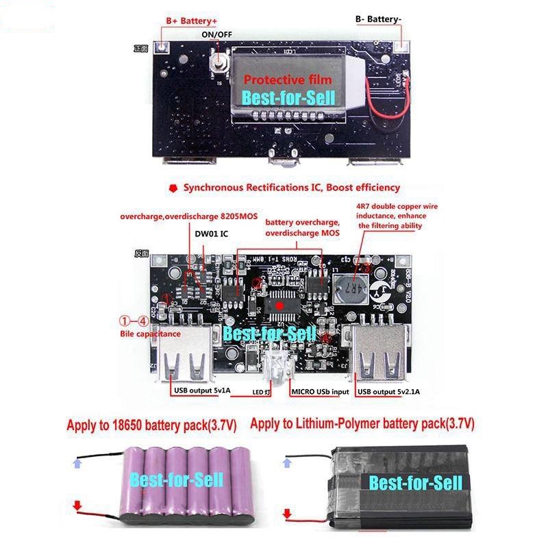 กล่อง Power Bank  ใช้ถ่านชาร์จ 18650 4ก้อน 