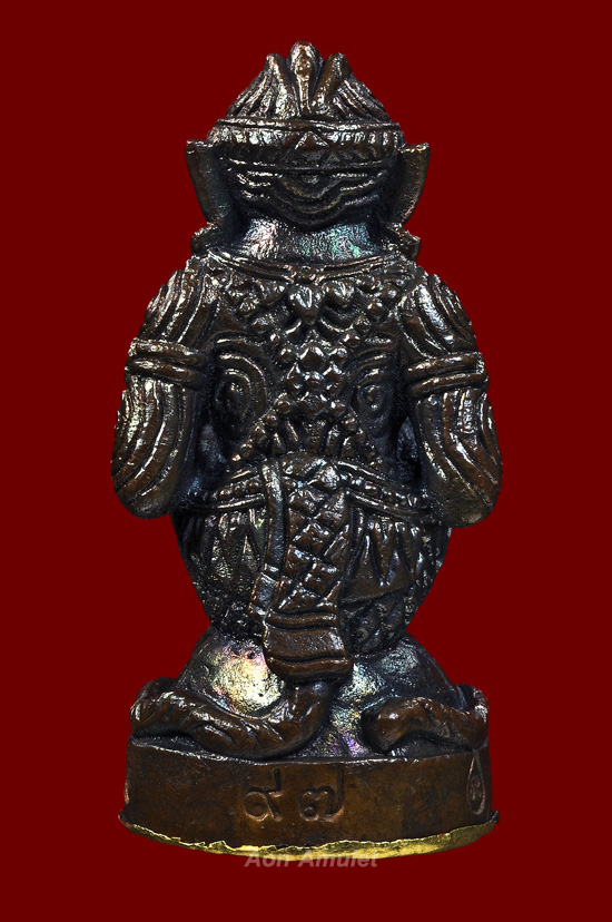 หนุมานชนวนผสมนวโลหะก้นทองคำ รุ่น มหาปราบไพรี หลวงปู่บัว ถามโก วัดศรีบุรพาราม พศ.2554 หมายเลข No.97