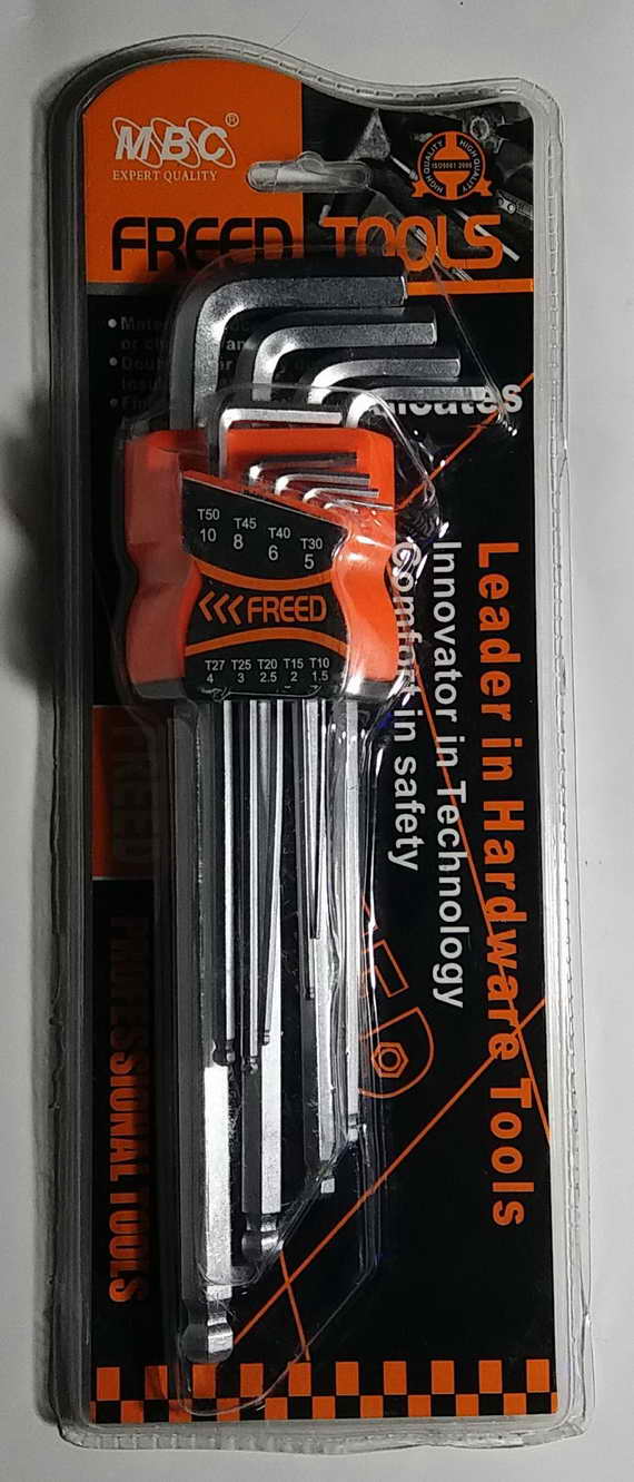 ประเเจ L หกเหลี่ยม FREED แบบยาว หัวบอล  9 ตัว / ชุด 